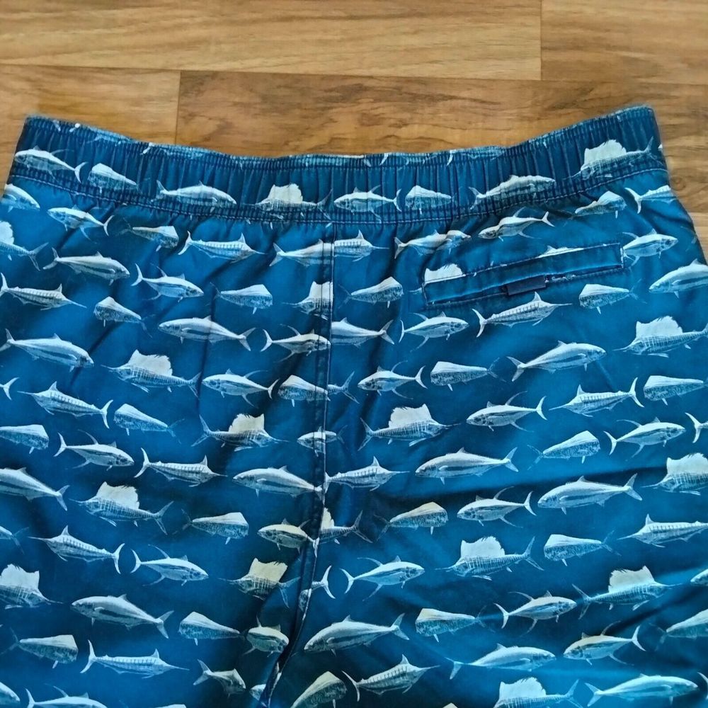 Nautica Swim Trunks Mens L Navy Blue Board Shorts Logo Swordfish All Over Print - Picture 6 of 9